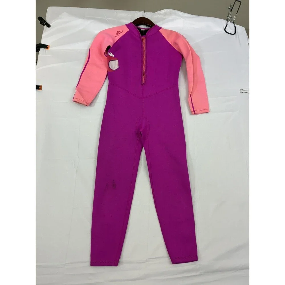 Roxy Girls Full Wetsuit Pink Purple Long Sleeve Back Zip Neoprene Surf Swim